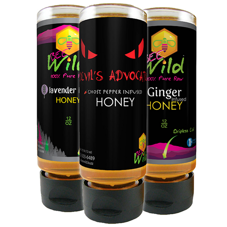 Wild Side Handcrafted Honey Infusion Tasting Gift Set: Lavender Infused, Devil's Advocate - Ghost Pepper Infused, Ginger Infused - 12oz Each